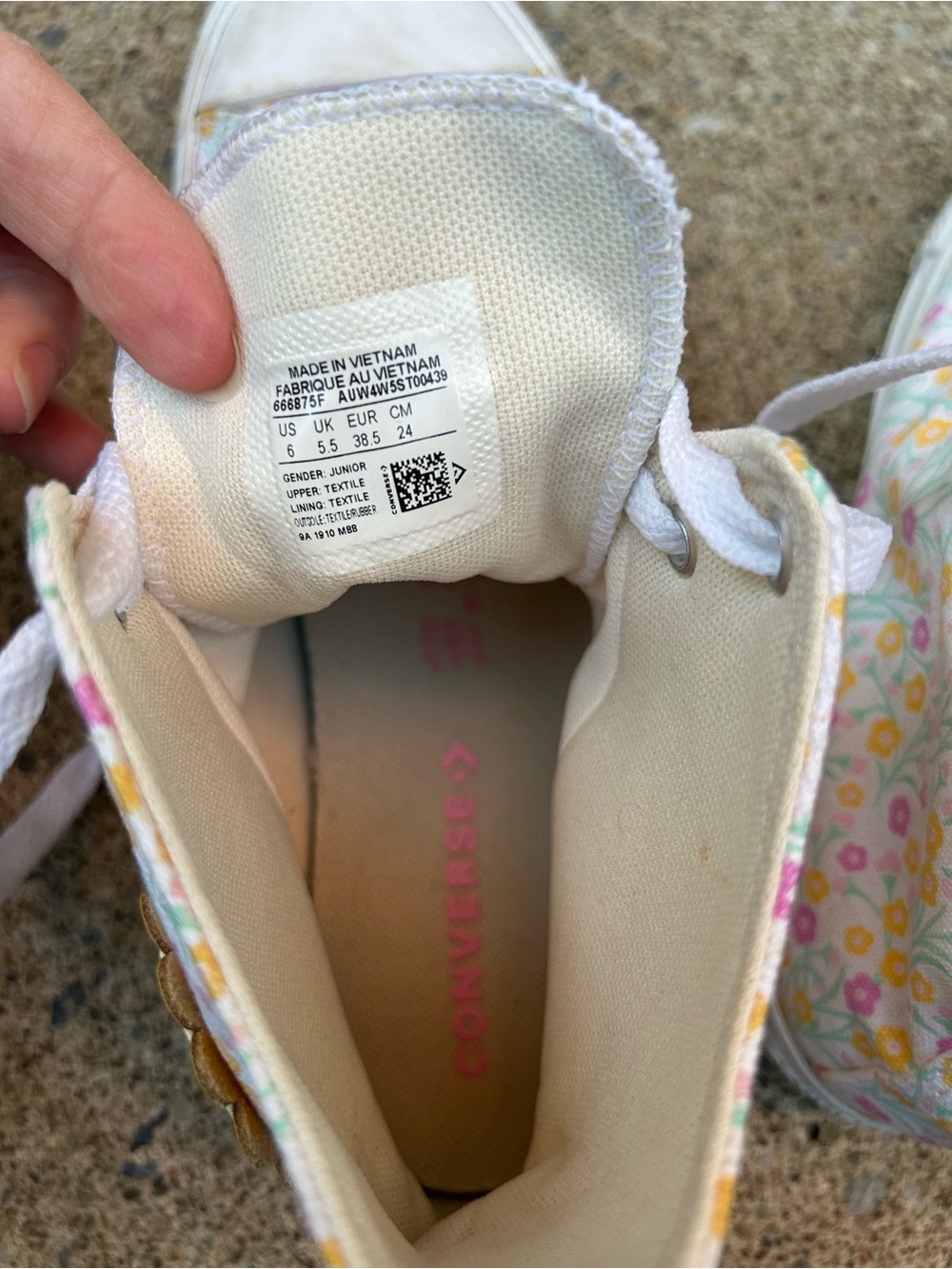 Converse Kids High-Top Sneakers - White with Pink & Yellow Floral Print - Picture 8 of 8